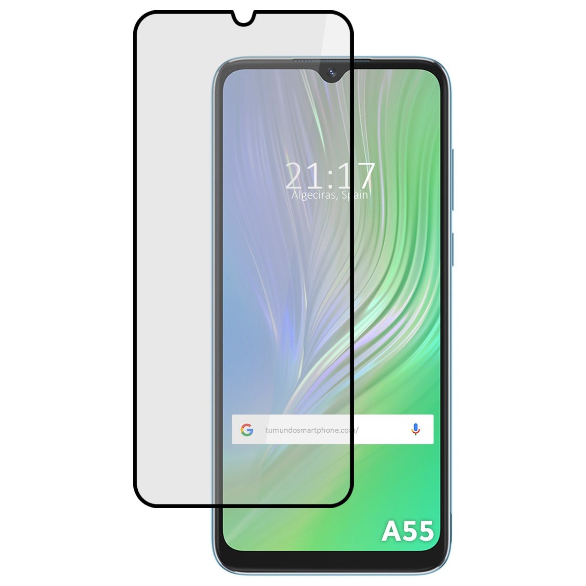 Protector Cristal Templado Completo 5D Full Glue Negro para Blackview A55 Vidrio