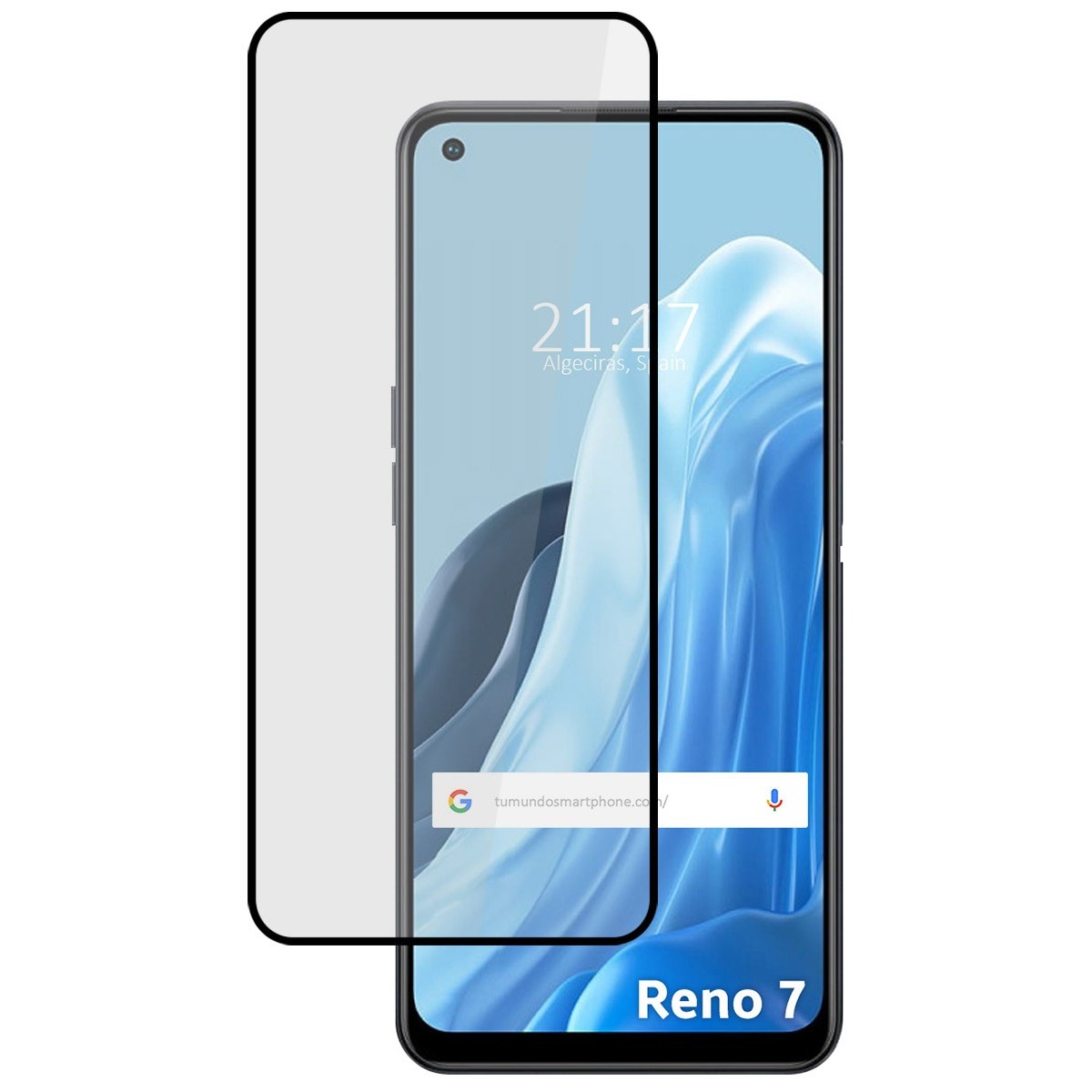 Protector Cristal Templado Completo 5D Full Glue Negro para Oppo Reno 7 4G Vidrio