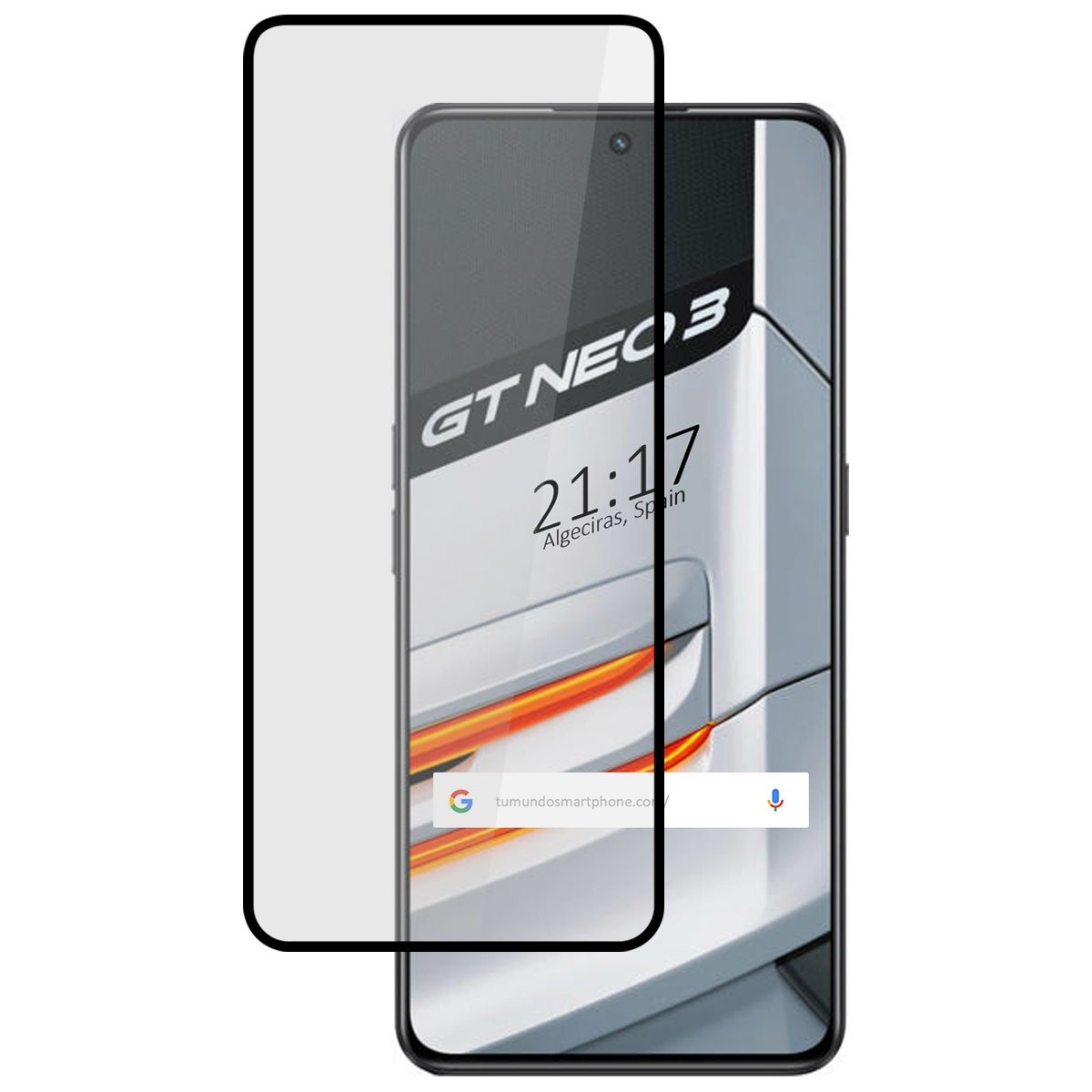 Protector Cristal Templado Completo 5D Full Glue Negro para Realme GT Neo 3 5G Vidrio