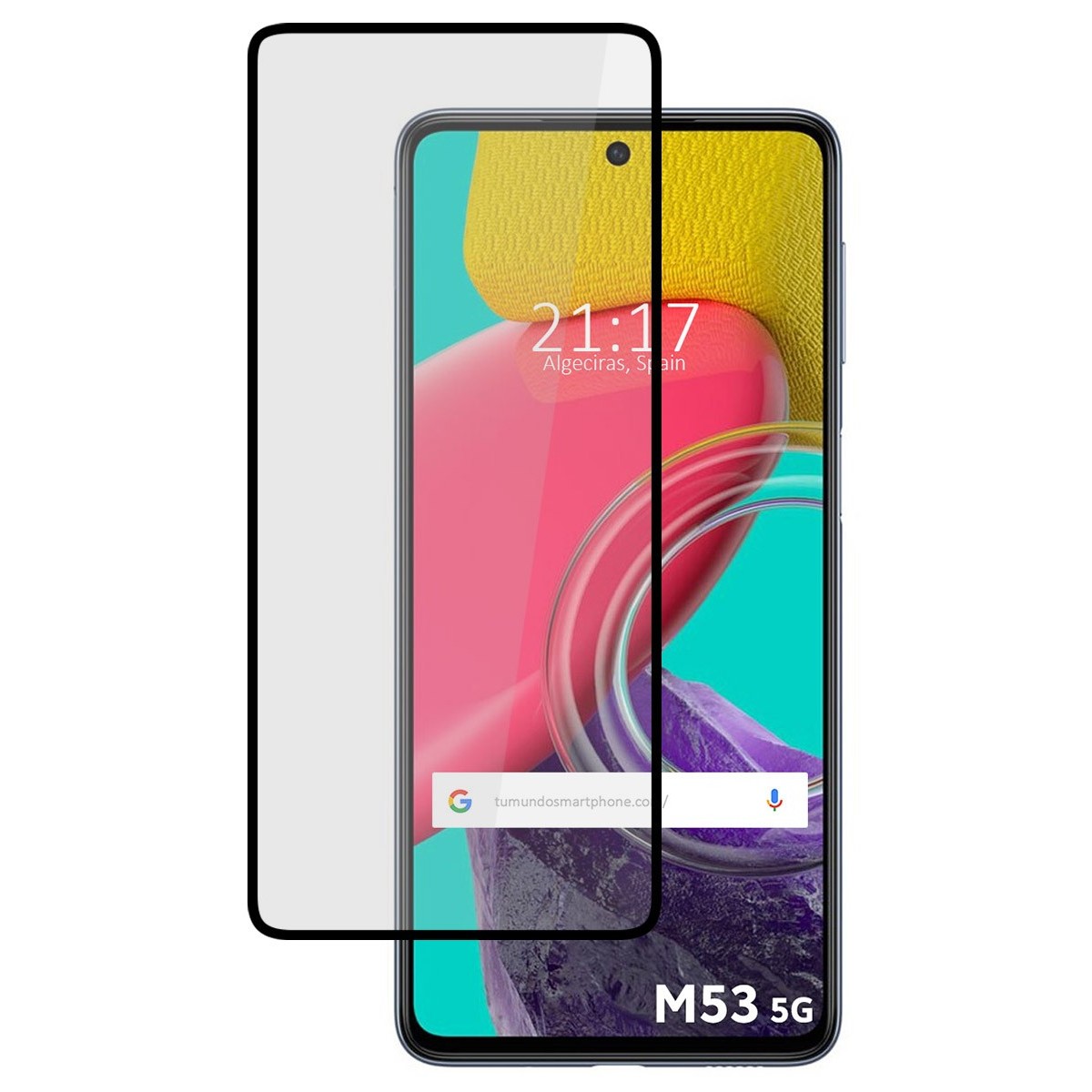 Protector Cristal Templado Completo 5D Full Glue Negro para Samsung Galaxy M53 5G Vidrio