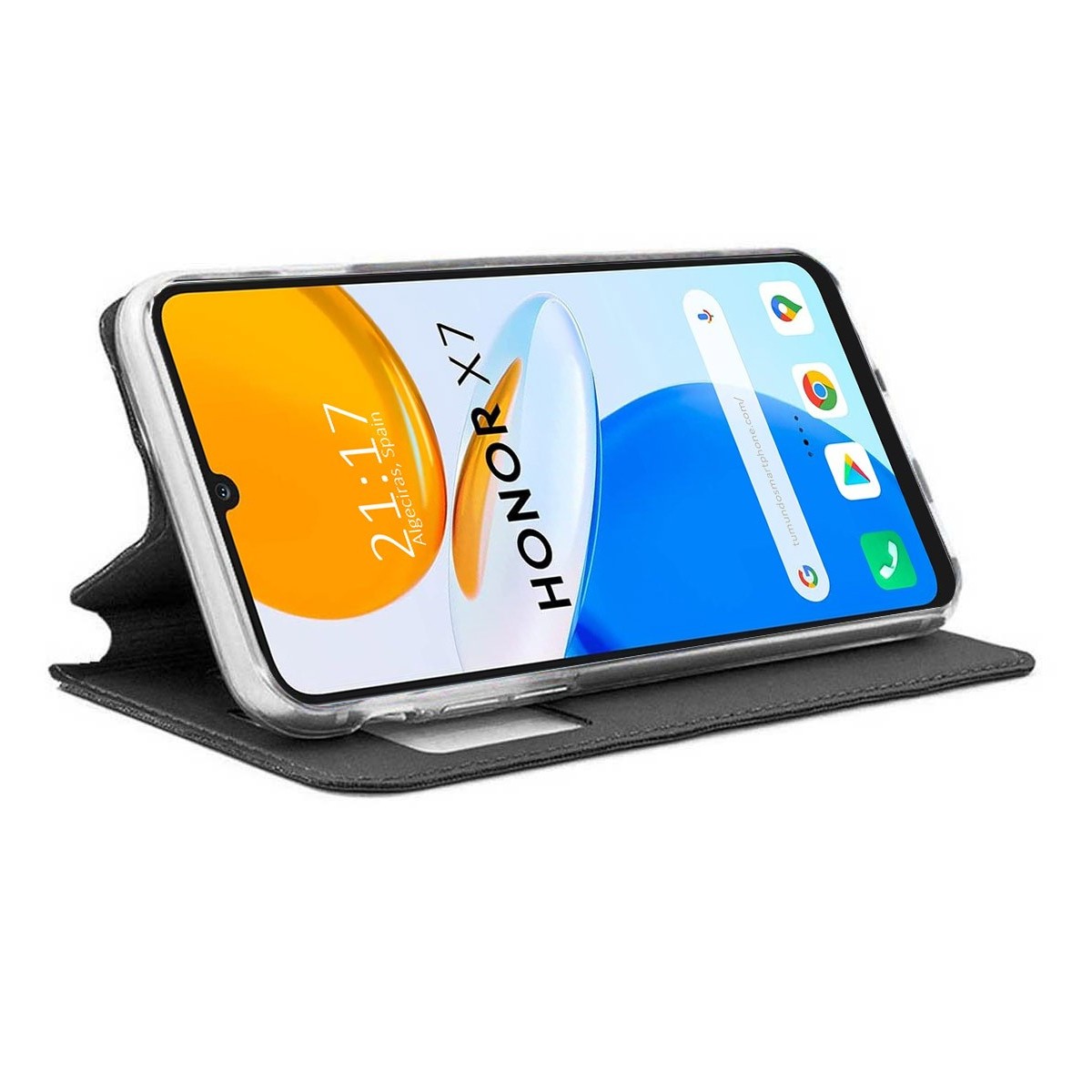 Funda Libro Soporte con Ventana para Huawei Honor X7 color Negra