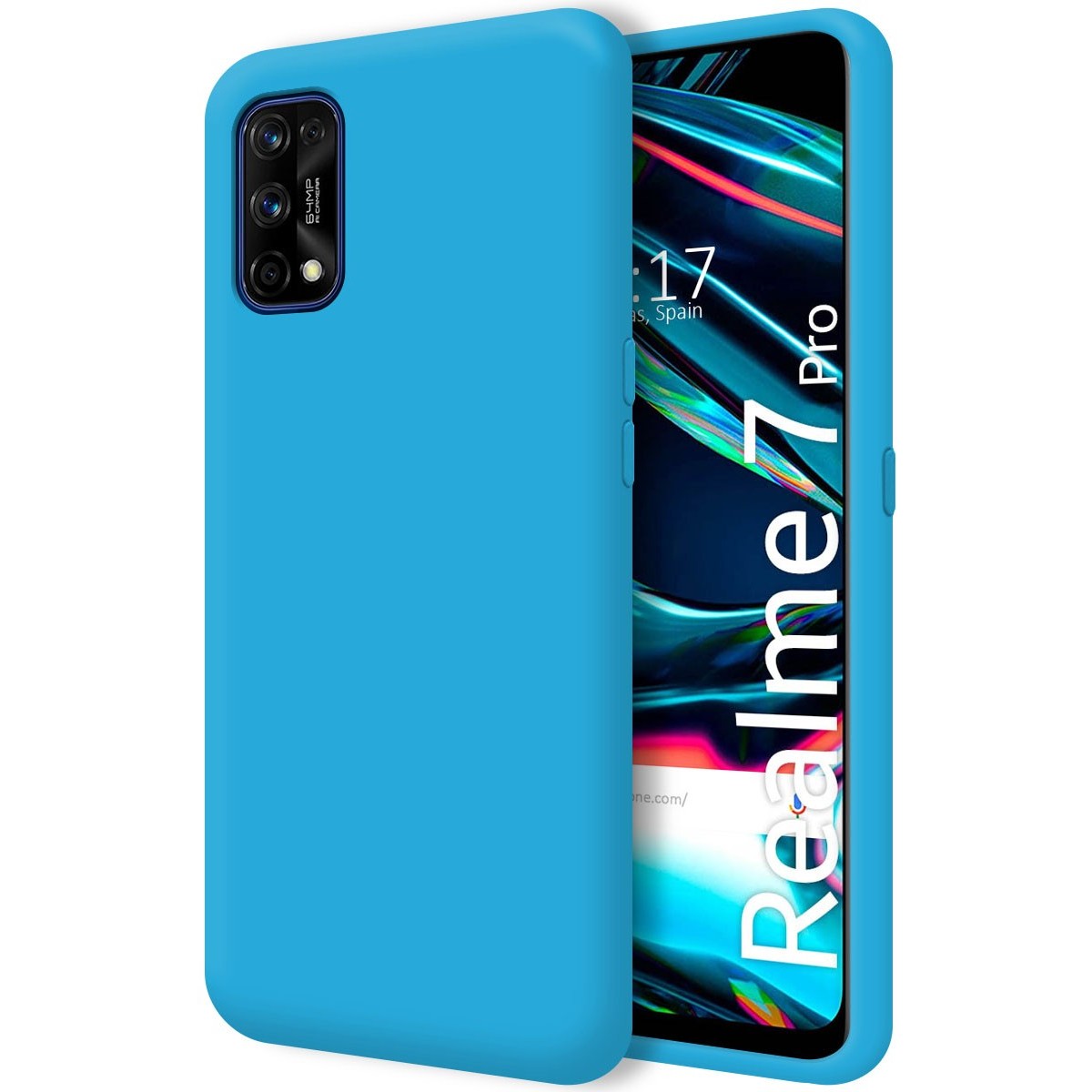 Funda Silicona Líquida Ultra Suave para Realme 7 Pro color Azul