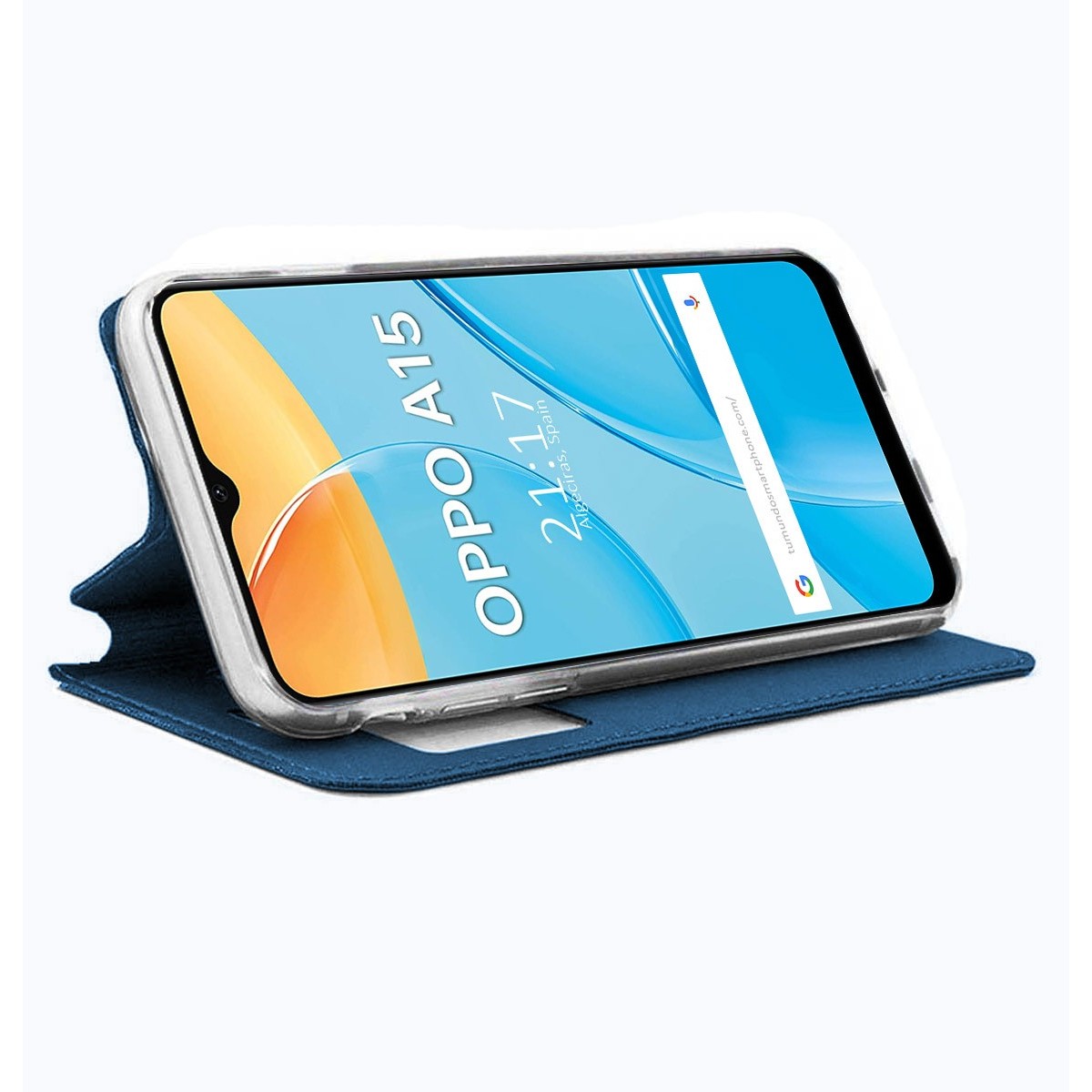 Funda Libro Soporte con Ventana para Oppo A15 color Azul