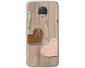 Funda Gel Tpu para Motorola Moto G5S Plus Diseño Corazones Madera Dibujos