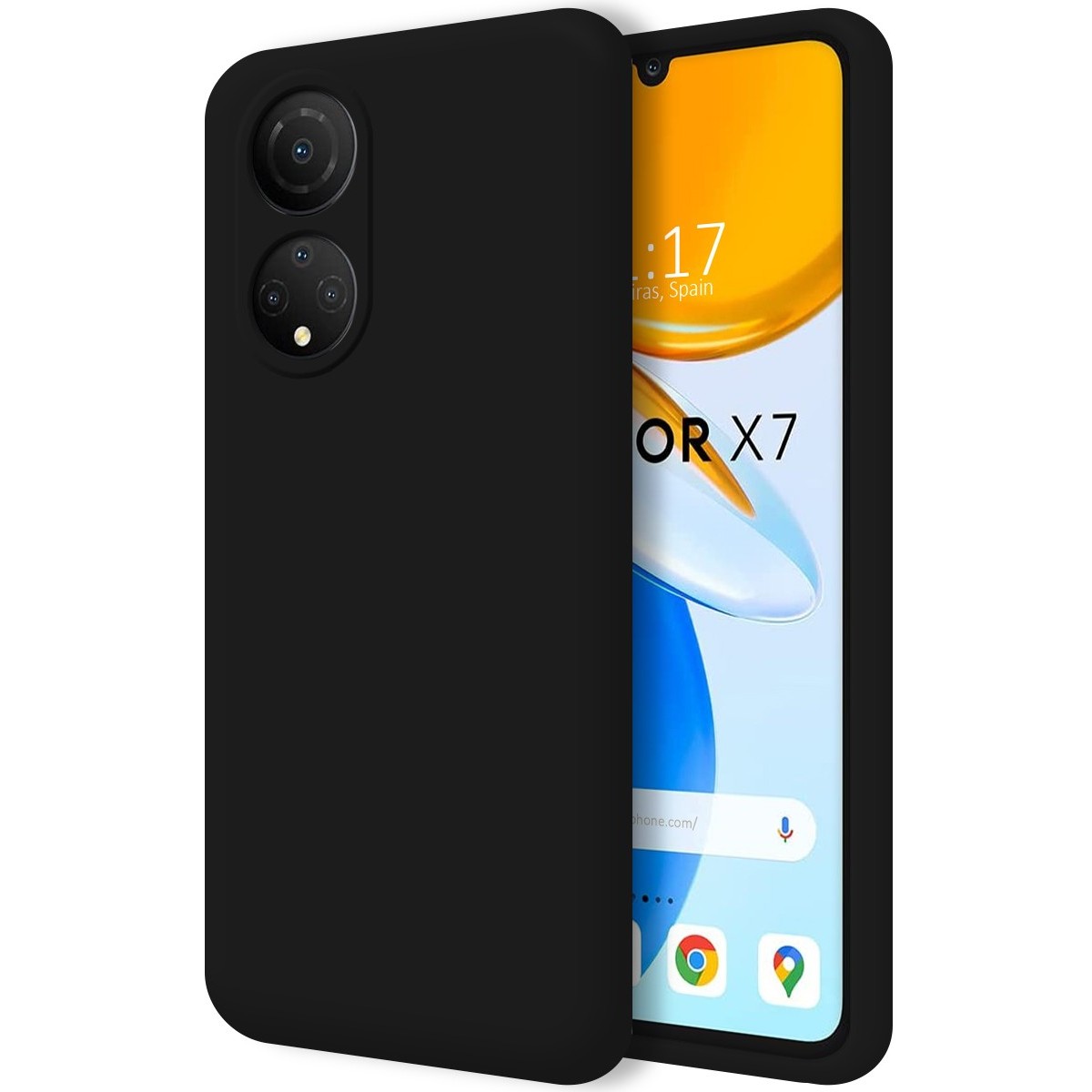 Funda Silicona Líquida Ultra Suave para Huawei Honor X7 color Negra