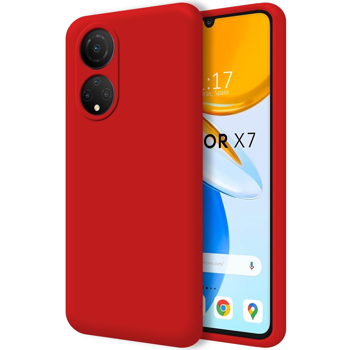 Funda Silicona Líquida Ultra Suave para Huawei Honor X7 color Roja