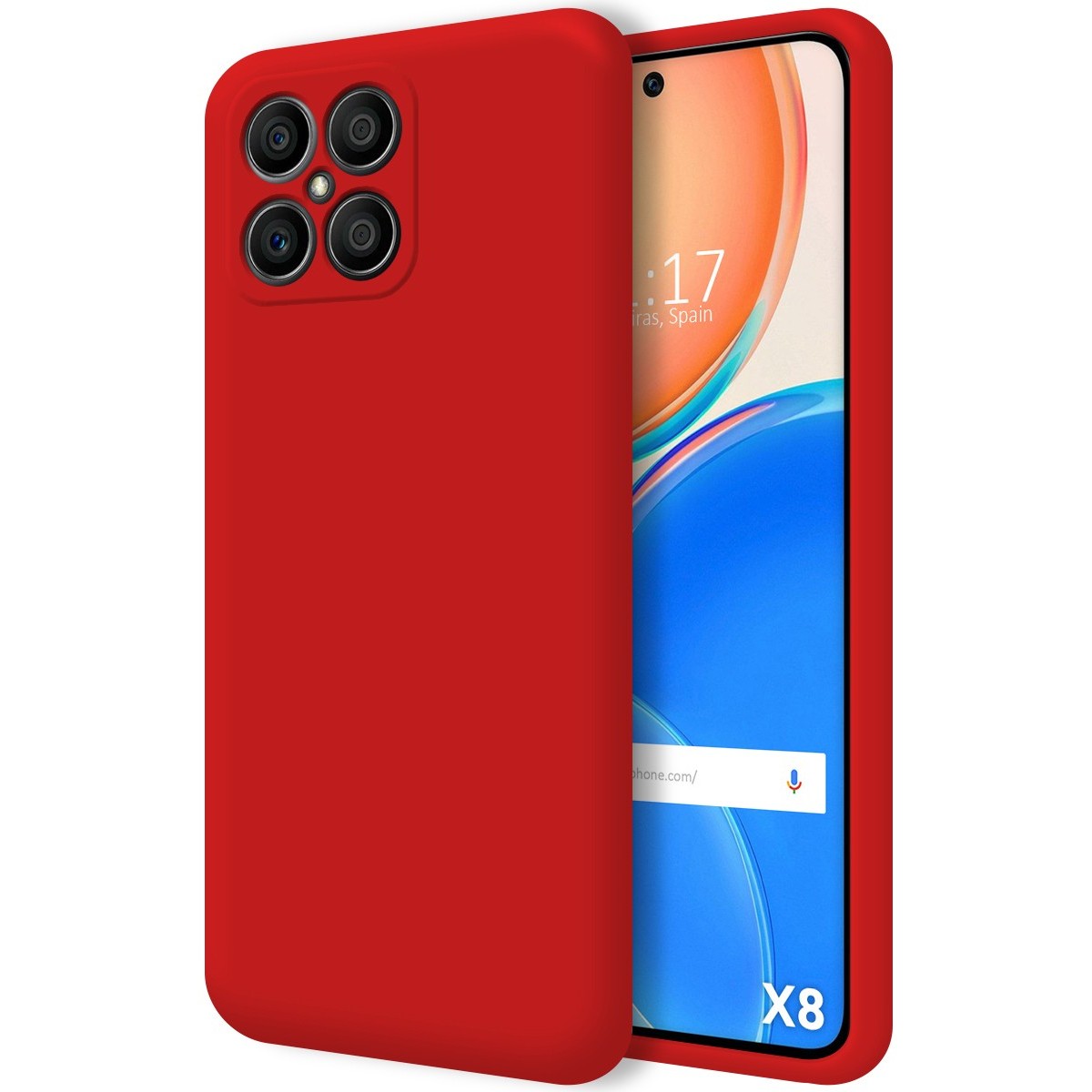 Funda Silicona Líquida Ultra Suave para Huawei Honor X8 color Roja