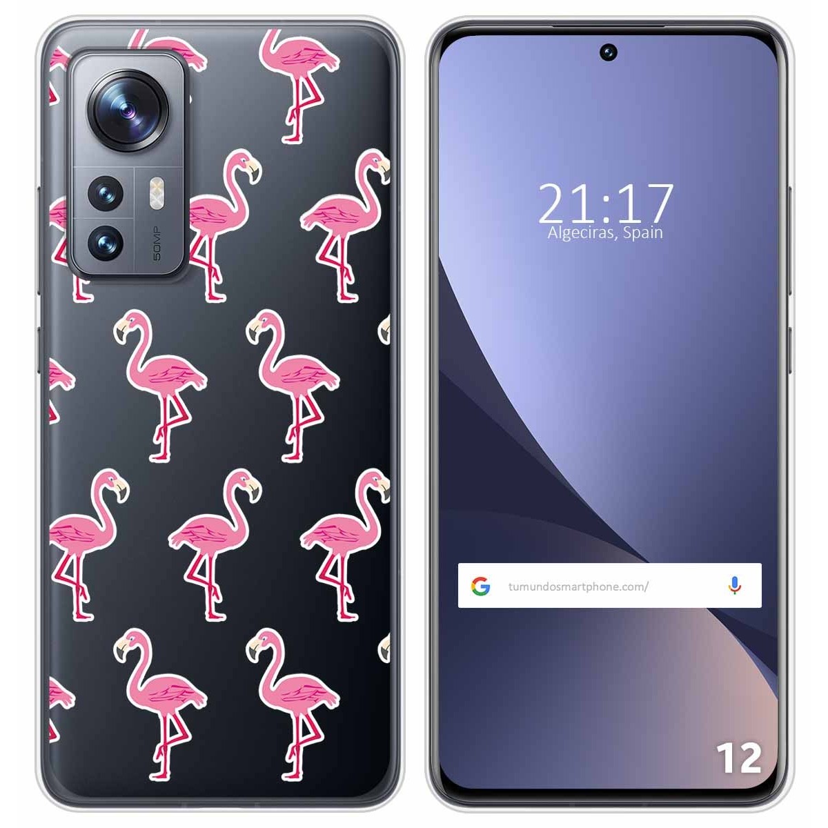 Funda Silicona Transparente para Xiaomi 12 / 12X 5G diseño Flamenco Dibujos
