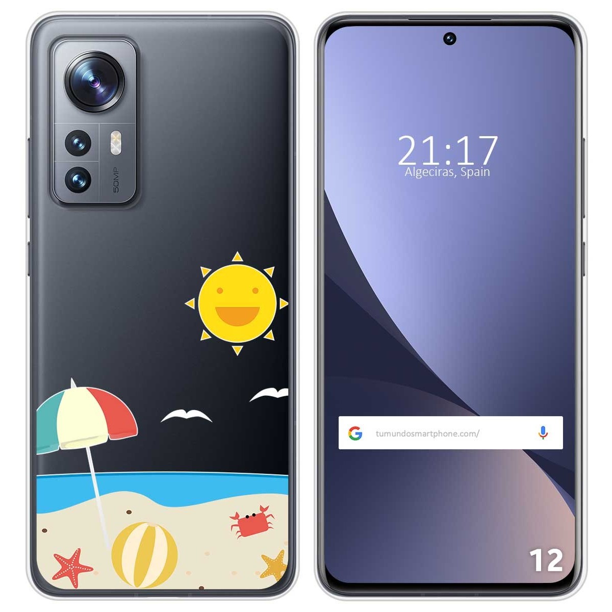 Funda Silicona Transparente para Xiaomi 12 / 12X 5G diseño Playa Dibujos