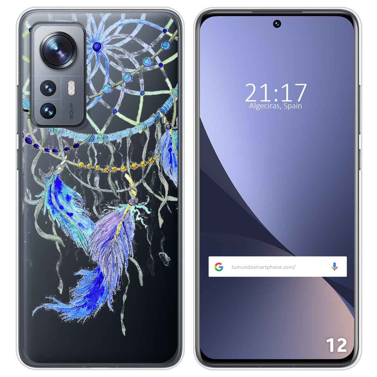 Funda Silicona Transparente para Xiaomi 12 / 12X 5G diseño Plumas Dibujos