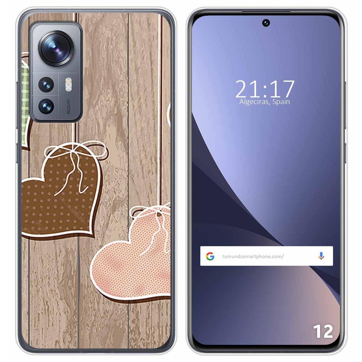 Funda Silicona para Xiaomi 12 / 12X 5G diseño Corazones Madera Dibujos