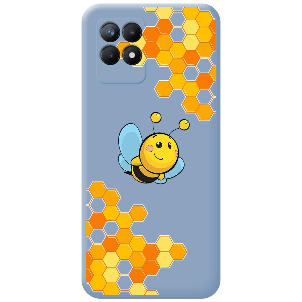 Funda Silicona Líquida Azul para Realme Narzo 50 diseño Abeja Dibujos