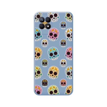Funda Silicona Líquida Azul para Realme Narzo 50 diseño Catrina Dibujos