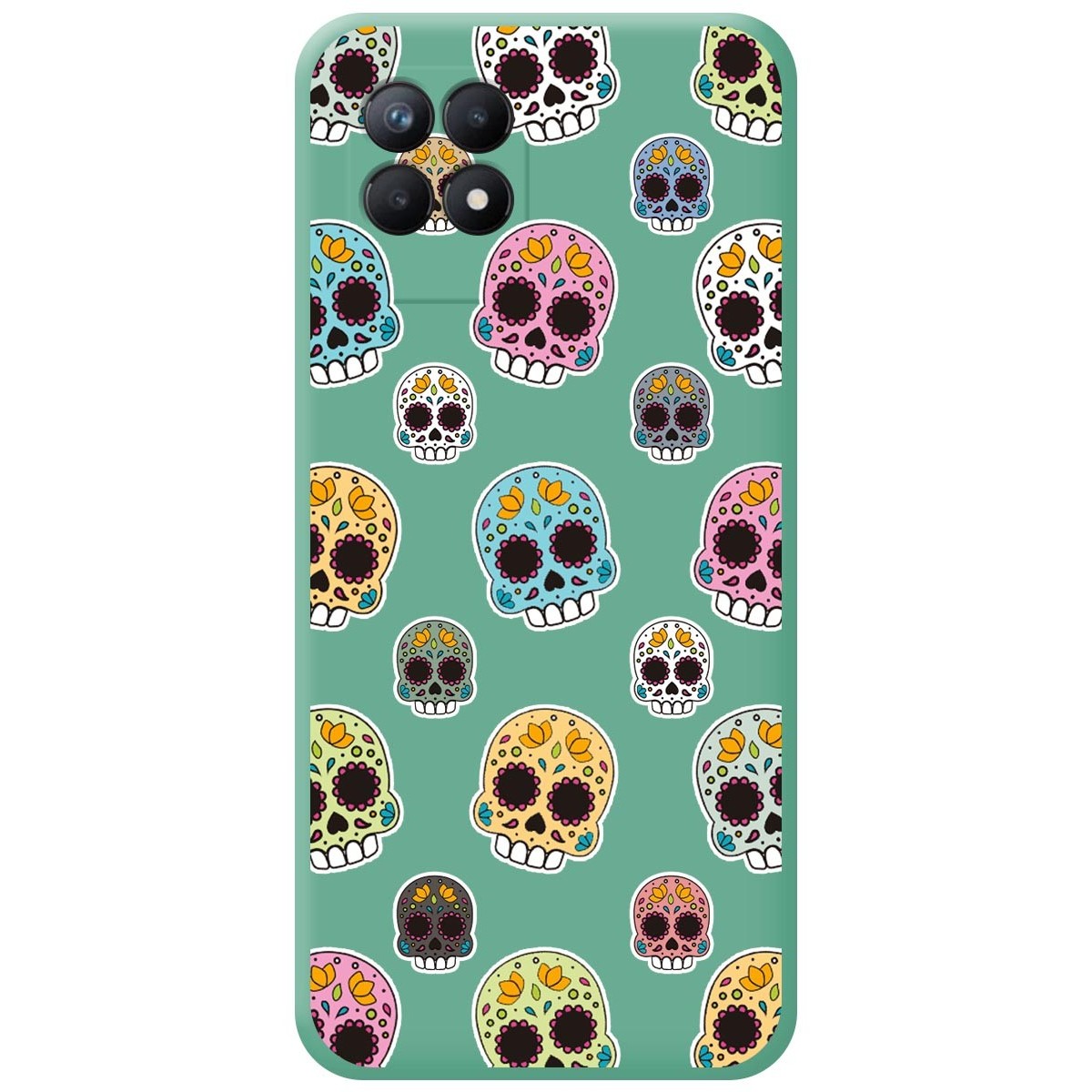 Funda Silicona Líquida Verde para Realme Narzo 50 diseño Catrina Dibujos