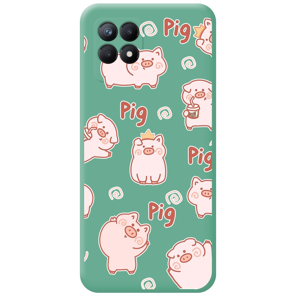 Funda Silicona Líquida Verde para Realme Narzo 50 diseño Cerdos Dibujos