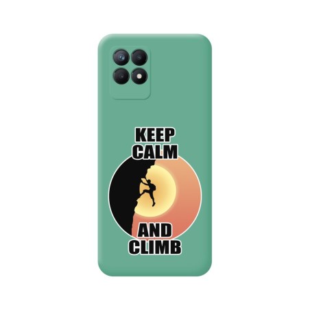 Funda Silicona Líquida Verde para Realme Narzo 50 diseño Hombre Escalada Dibujos
