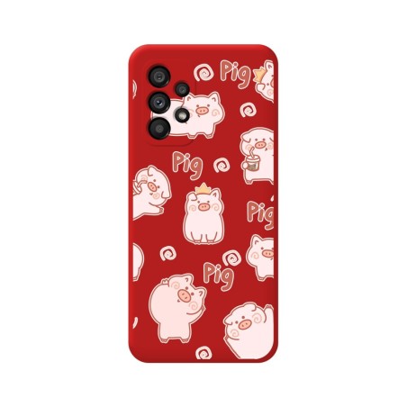 Funda Silicona Líquida Roja para Samsung Galaxy A33 5G diseño Cerdos Dibujos