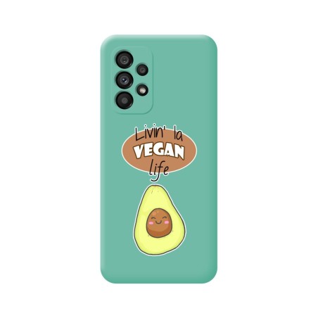 Funda Silicona Líquida Verde para Samsung Galaxy A33 5G diseño Vegan Life Dibujos
