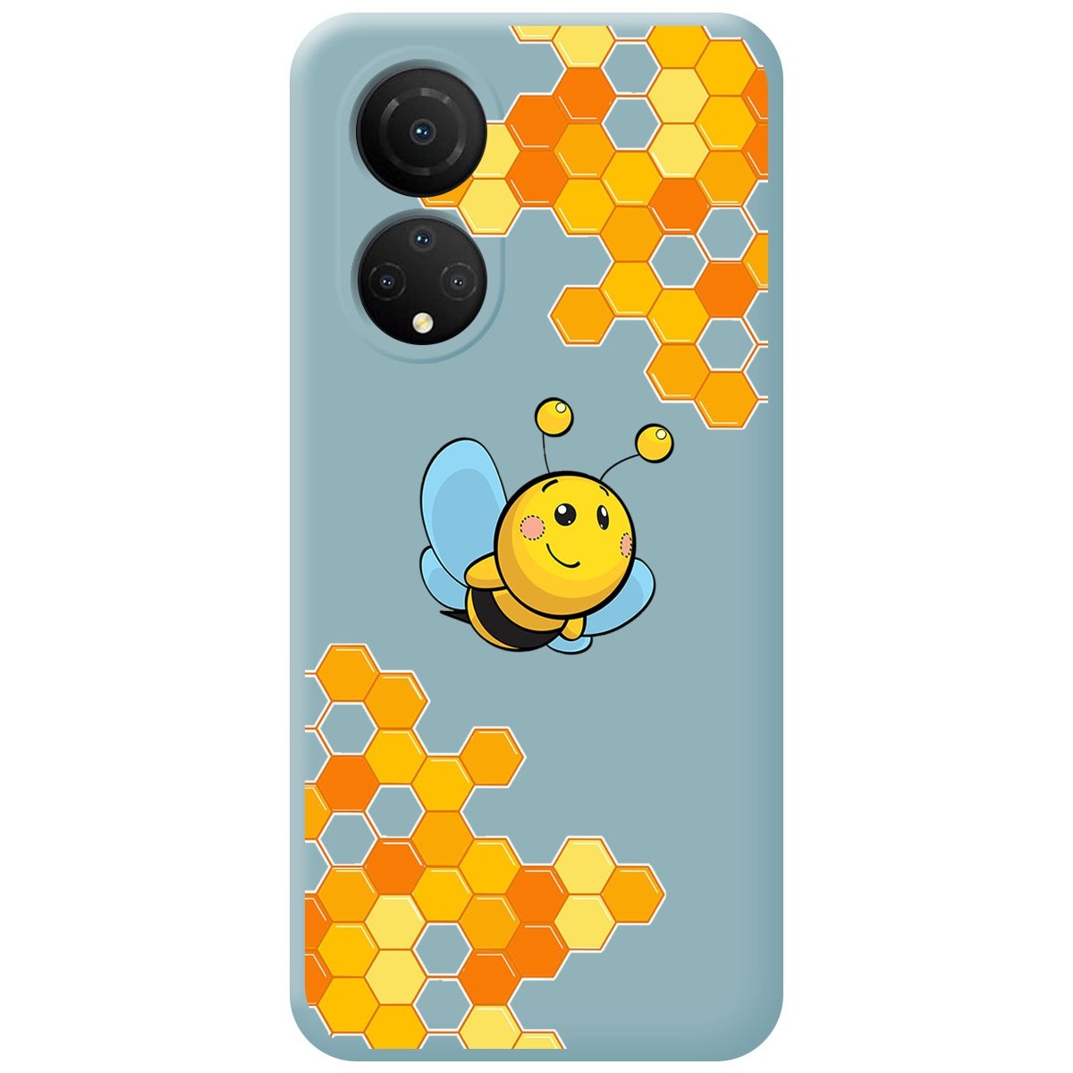 Funda Silicona Líquida Azul para Huawei Honor X7 diseño Abeja Dibujos