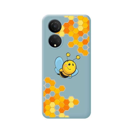 Funda Silicona Líquida Azul para Huawei Honor X7 diseño Abeja Dibujos
