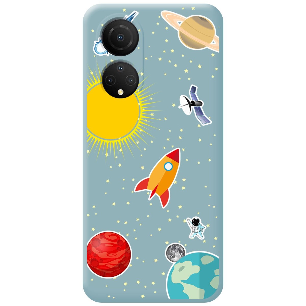 Funda Silicona Líquida Azul para Huawei Honor X7 diseño Espacio Dibujos