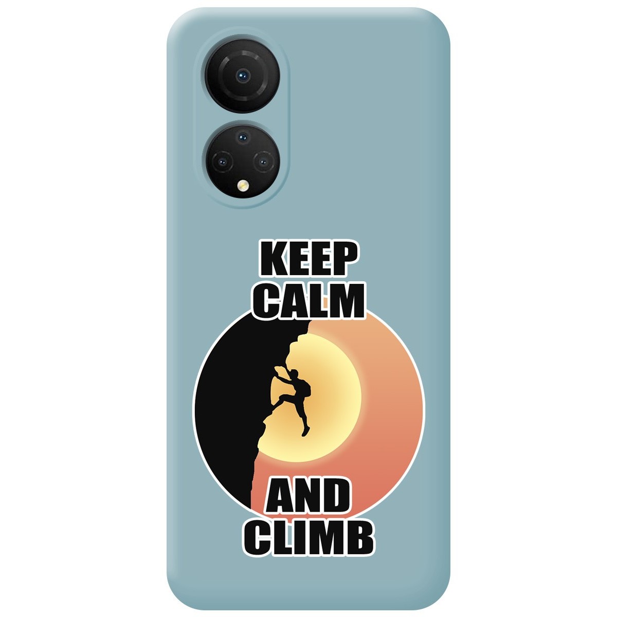 Funda Silicona Líquida Azul para Huawei Honor X7 diseño Hombre Escalada Dibujos