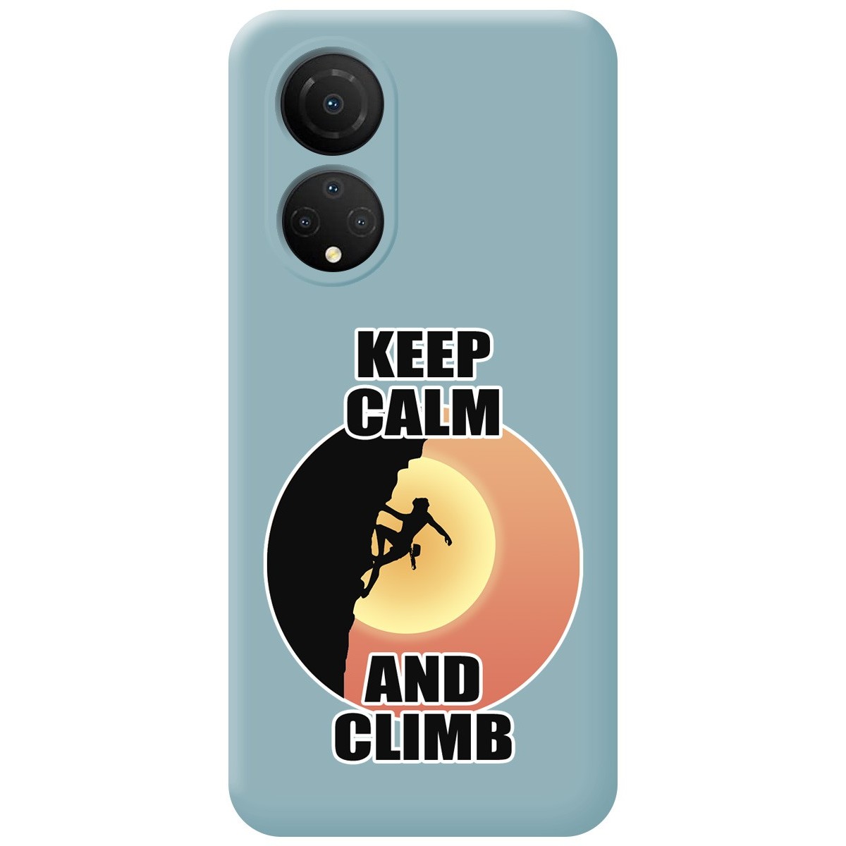 Funda Silicona Líquida Azul para Huawei Honor X7 diseño Mujer Escalada Dibujos