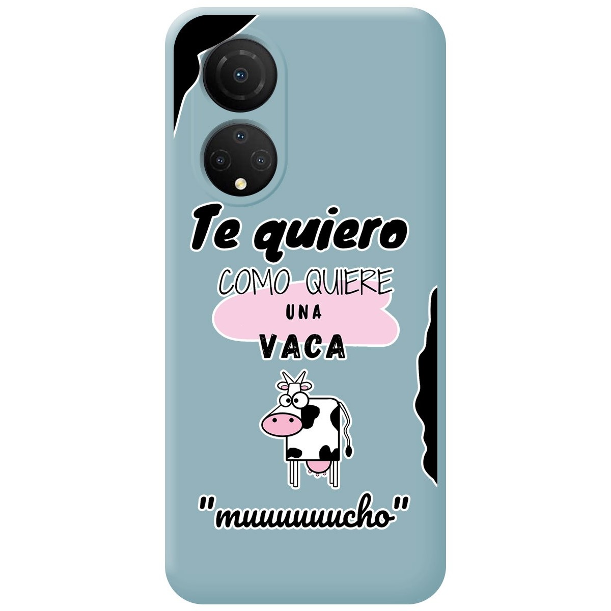 Funda Silicona Líquida Azul para Huawei Honor X7 diseño Vaca Dibujos