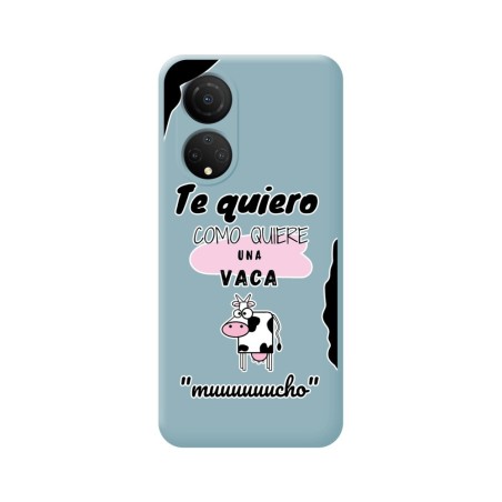 Funda Silicona Líquida Azul para Huawei Honor X7 diseño Vaca Dibujos