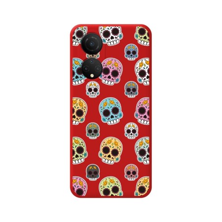 Funda Silicona Líquida Roja para Huawei Honor X7 diseño Catrina Dibujos