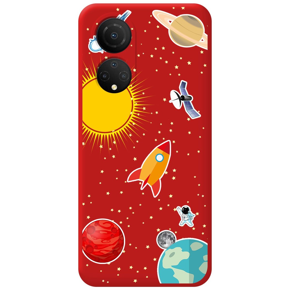 Funda Silicona Líquida Roja para Huawei Honor X7 diseño Espacio Dibujos