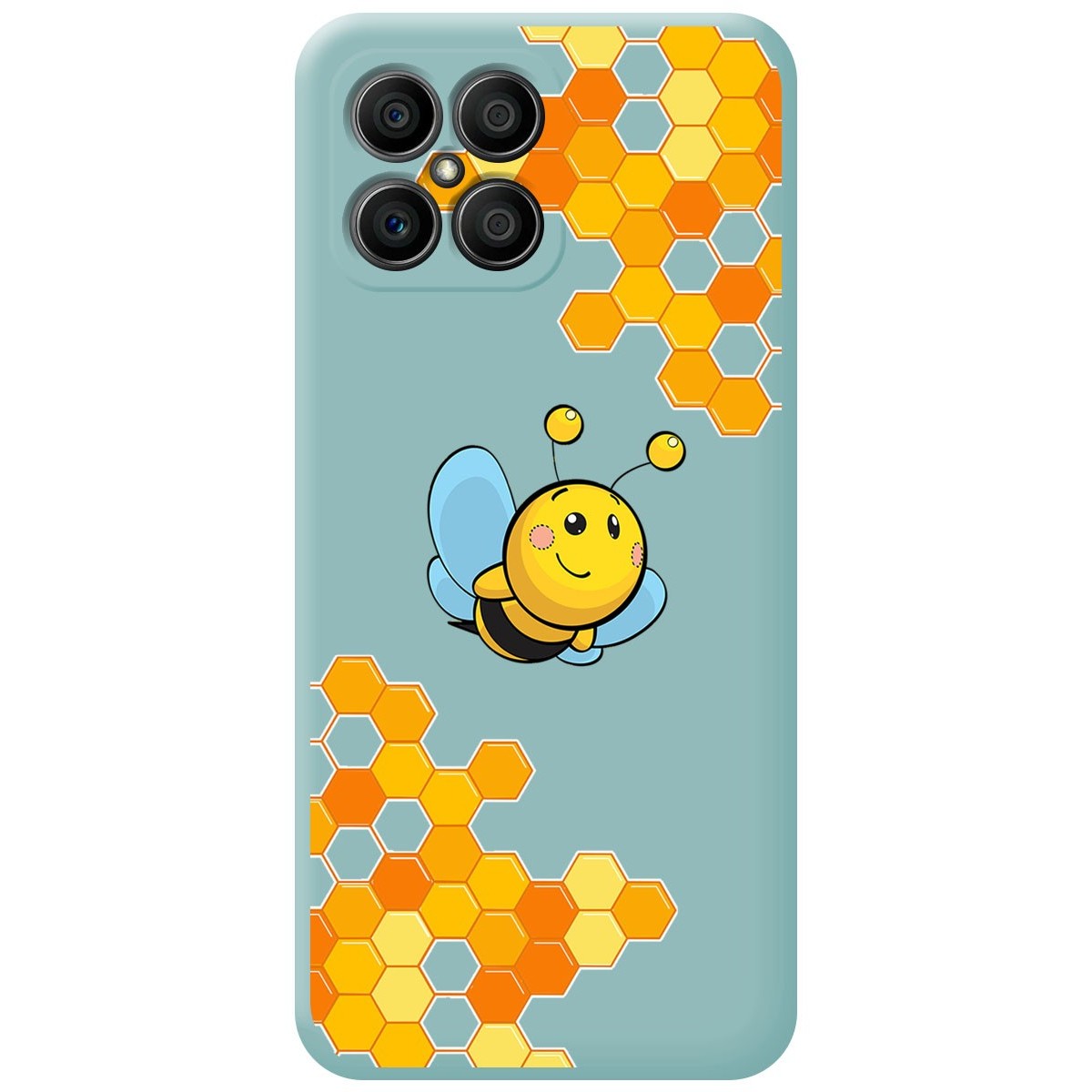 Funda Silicona Líquida Azul para Huawei Honor X8 diseño Abeja Dibujos