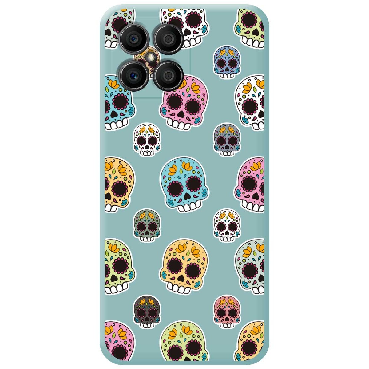 Funda Silicona Líquida Azul para Huawei Honor X8 diseño Catrina Dibujos