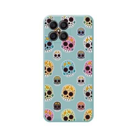 Funda Silicona Líquida Azul para Huawei Honor X8 diseño Catrina Dibujos