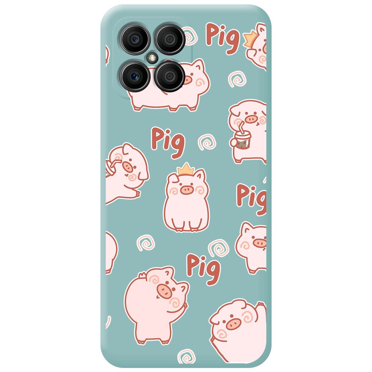 Funda Silicona Líquida Azul para Huawei Honor X8 diseño Cerdos Dibujos