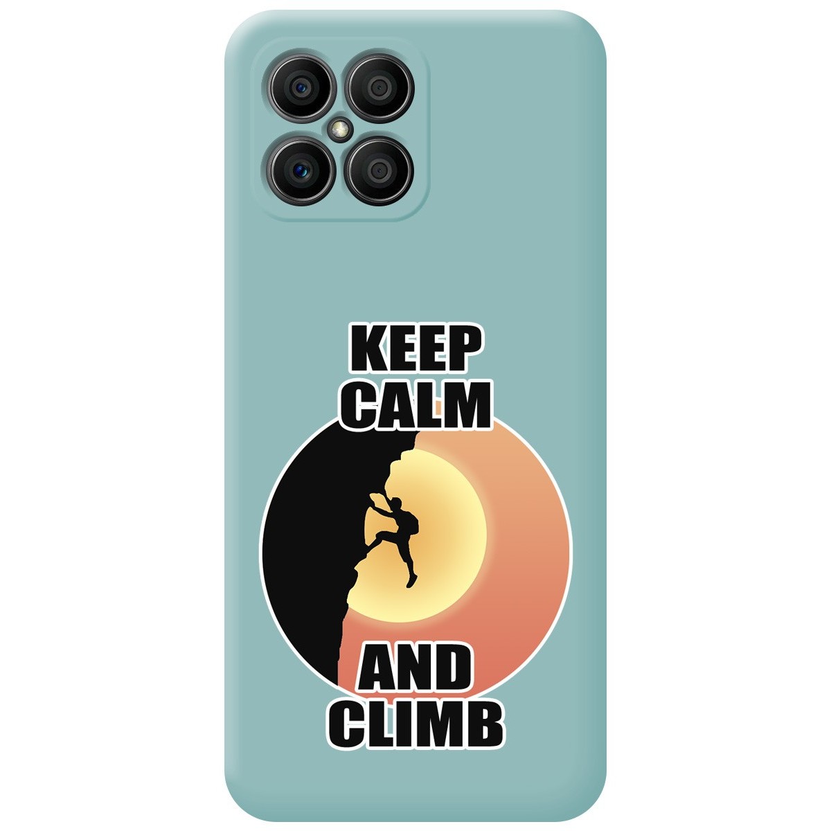 Funda Silicona Líquida Azul para Huawei Honor X8 diseño Hombre Escalada Dibujos