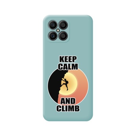 Funda Silicona Líquida Azul para Huawei Honor X8 diseño Hombre Escalada Dibujos