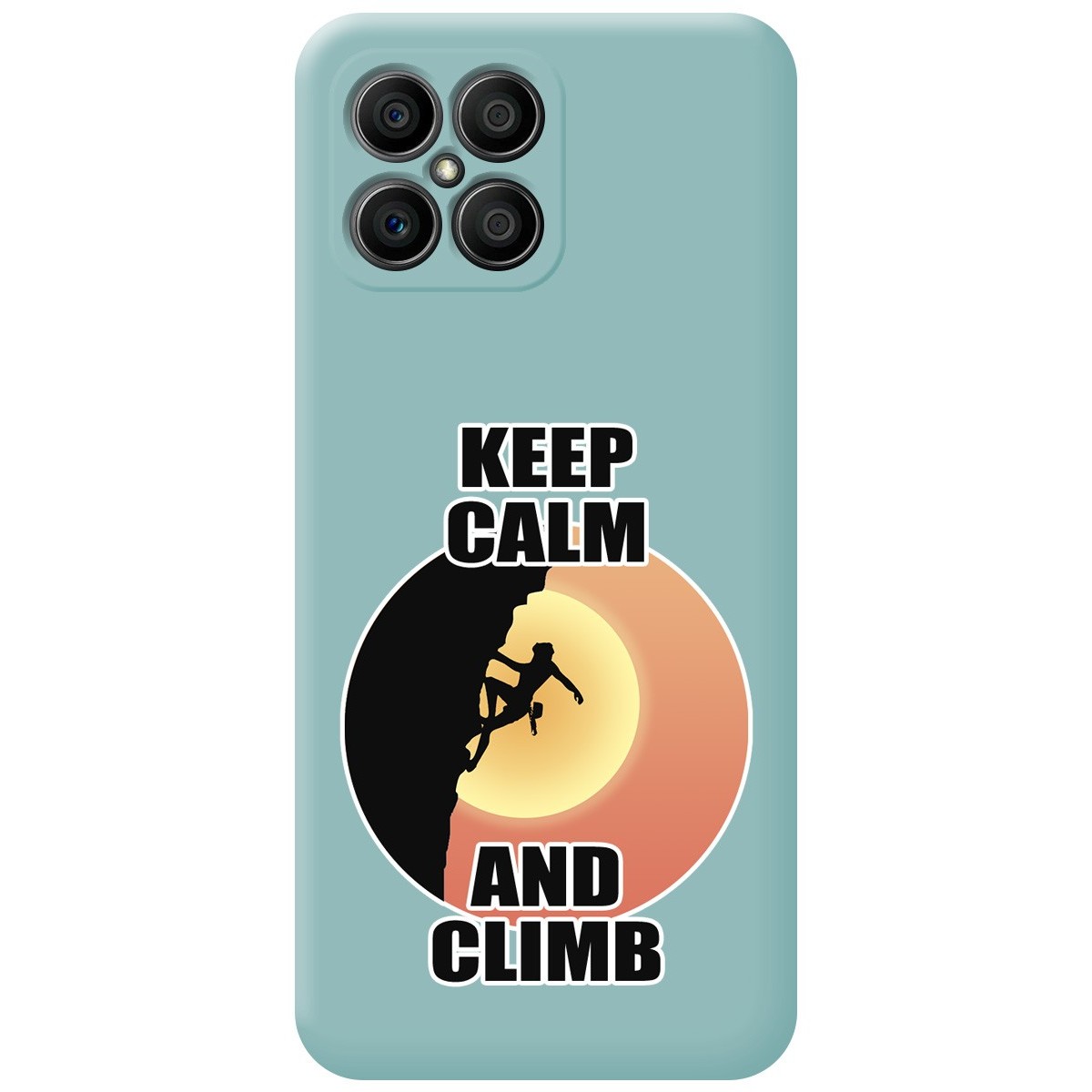 Funda Silicona Líquida Azul para Huawei Honor X8 diseño Mujer Escalada Dibujos