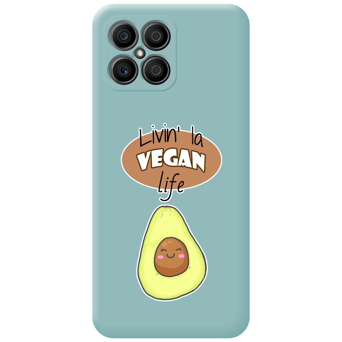 Funda Silicona Líquida Azul para Huawei Honor X8 diseño Vegan Life Dibujos