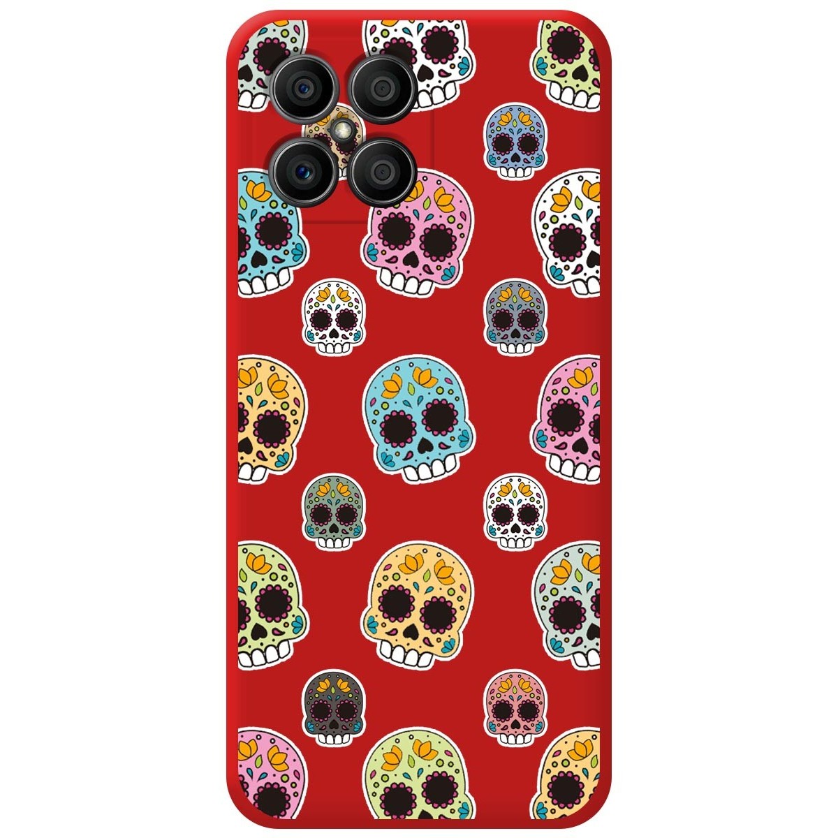 Funda Silicona Líquida Roja para Huawei Honor X8 diseño Catrina Dibujos