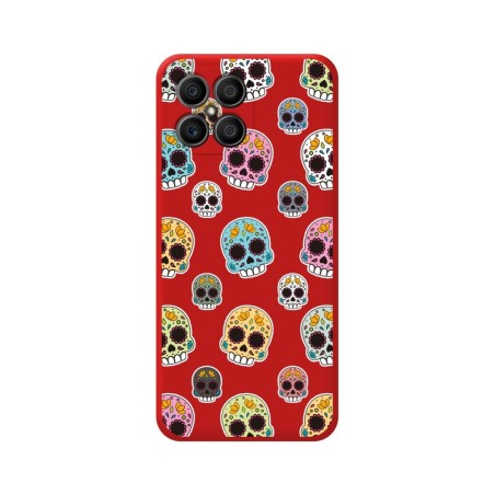 Funda Silicona Líquida Roja para Huawei Honor X8 diseño Catrina Dibujos
