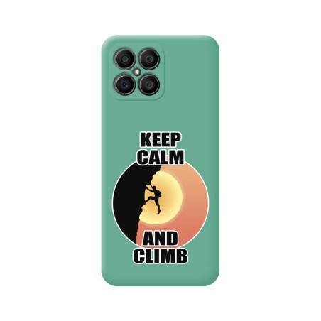 Funda Silicona Líquida Verde para Huawei Honor X8 diseño Hombre Escalada Dibujos