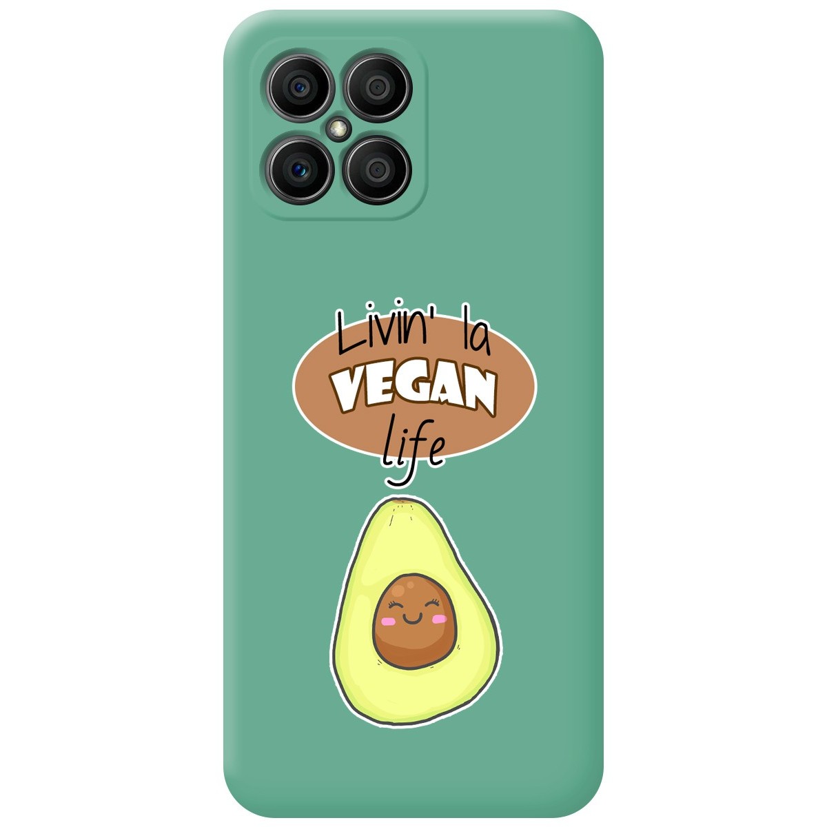 Funda Silicona Líquida Verde para Huawei Honor X8 diseño Vegan Life Dibujos
