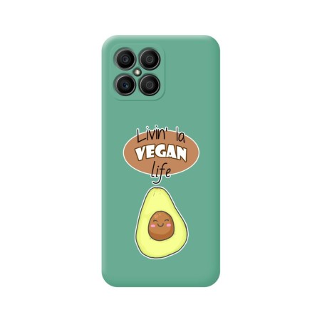 Funda Silicona Líquida Verde para Huawei Honor X8 diseño Vegan Life Dibujos