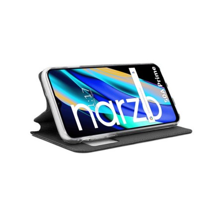 Funda Libro Soporte con Ventana para Realme Narzo 50A Prime Color Negra