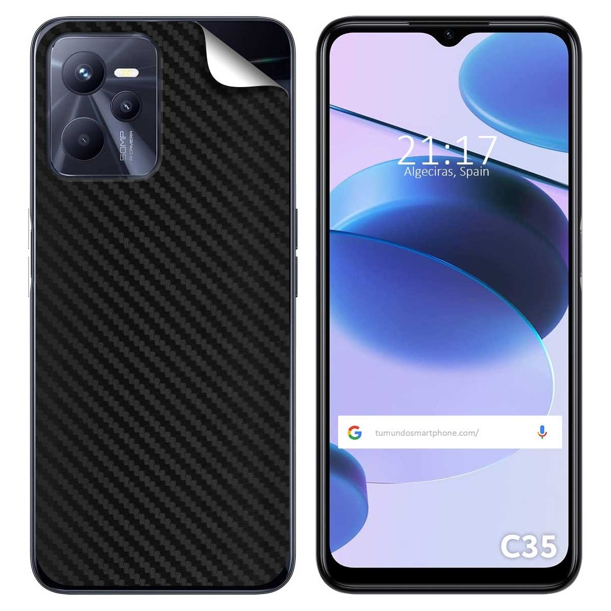 Pegatina Vinilo Autoadhesiva Textura Carbono para Realme C35