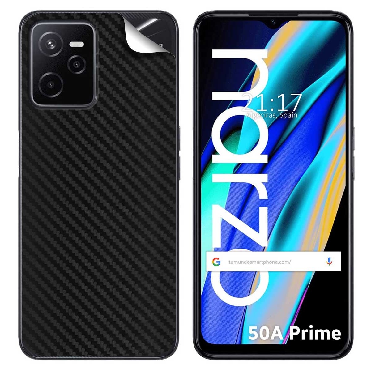 Pegatina Vinilo Autoadhesiva Textura Carbono para Realme Narzo 50A Prime