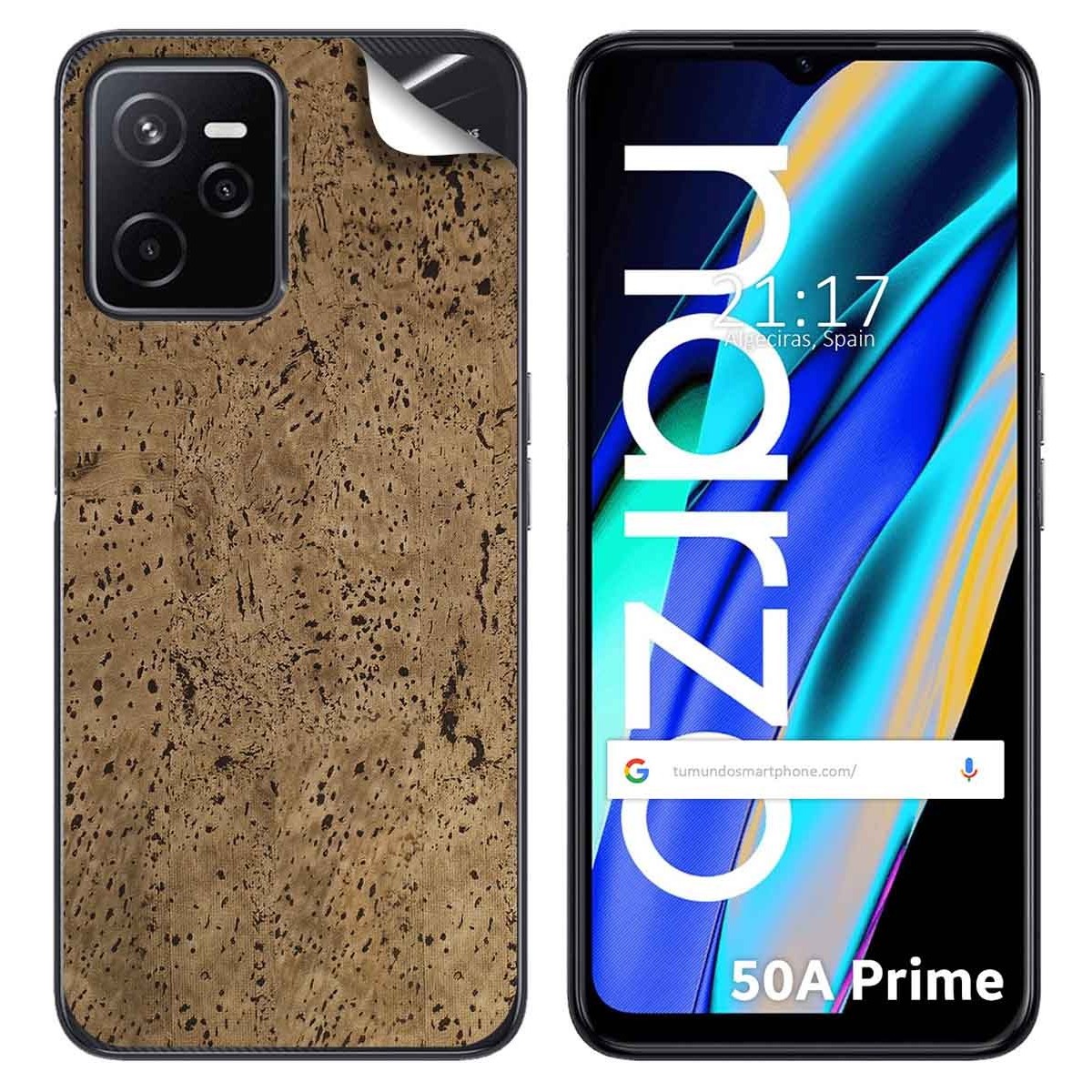 Pegatina Vinilo Autoadhesiva Textura Corcho para Realme Narzo 50A Prime