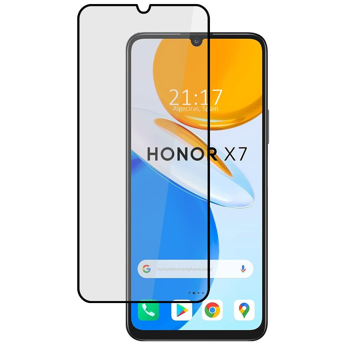 Protector Cristal Templado Completo 5D Full Glue Negro para Huawei Honor X7 Vidrio