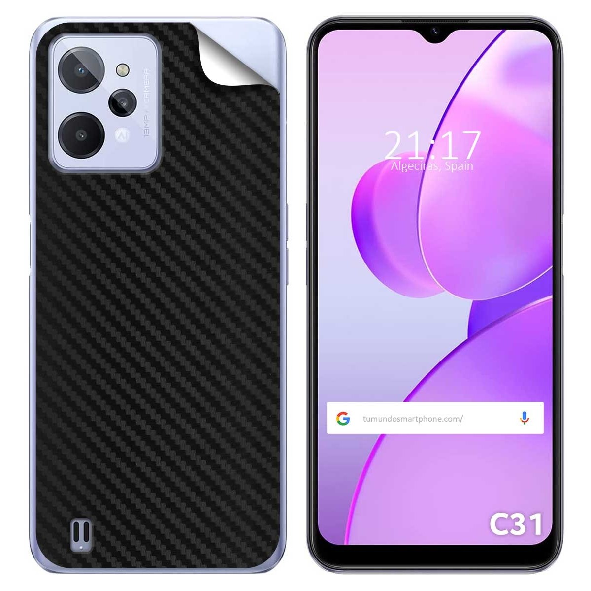 Pegatina Vinilo Autoadhesiva Textura Carbono para Realme C31